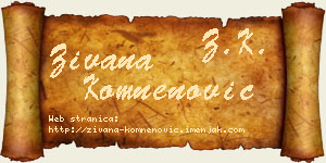 Živana Komnenović vizit kartica
